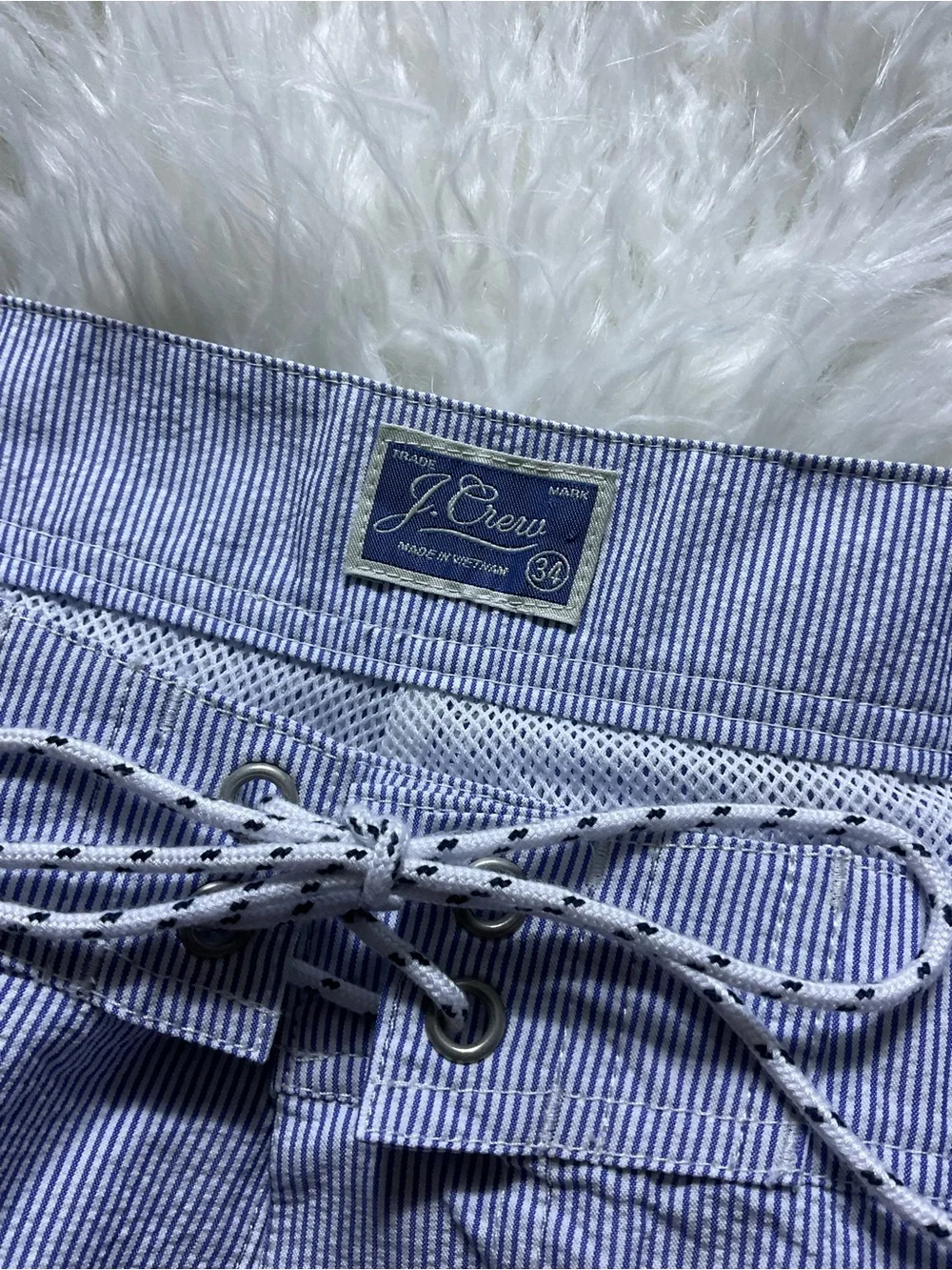 J Crew Seersucker Stripe Swim Trunks Board